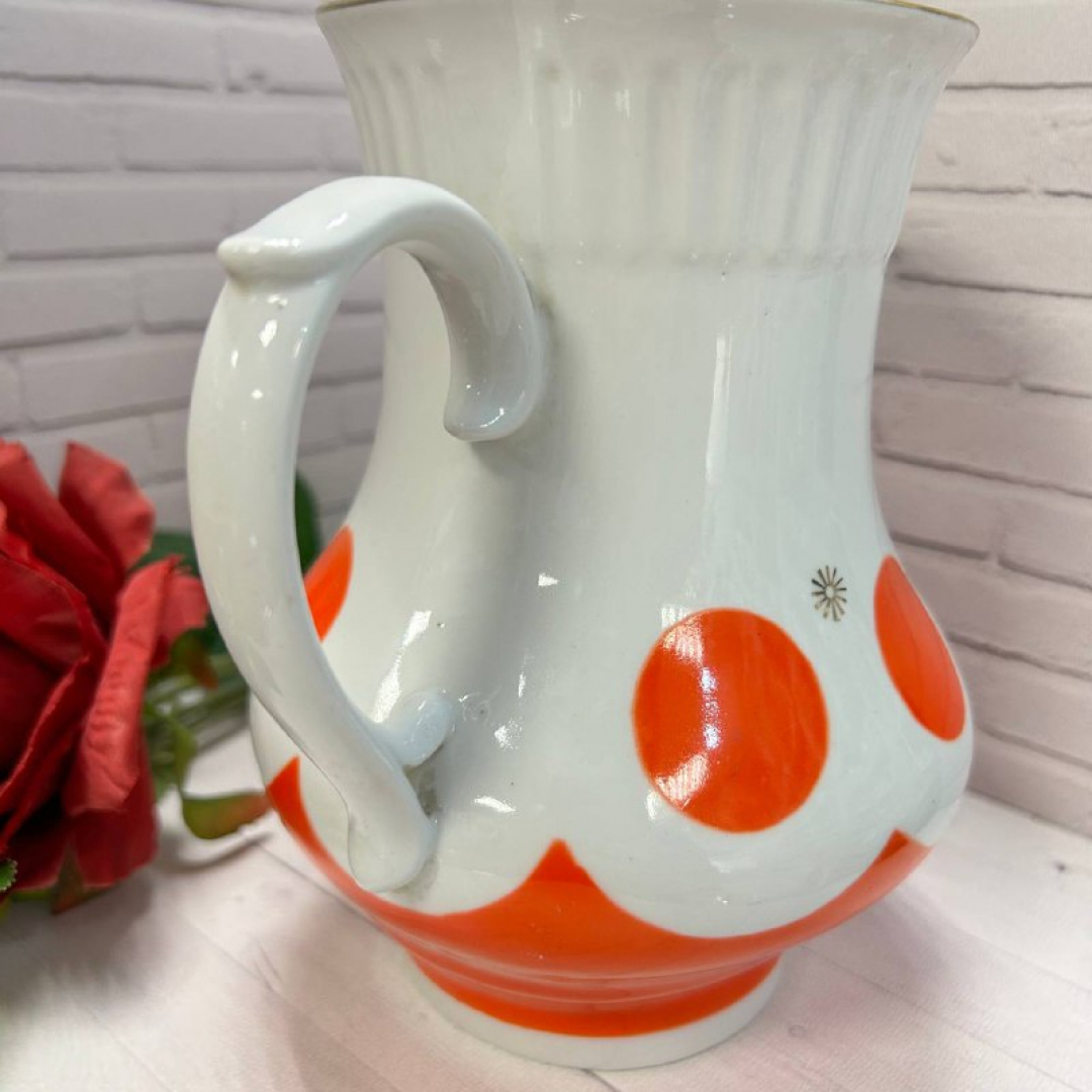 Кувшин "Горох" Городницкий ФЗ 1970-1980гг. Фарфор с крытьем и позолотой. Винтаж, СССР. Картинка 4